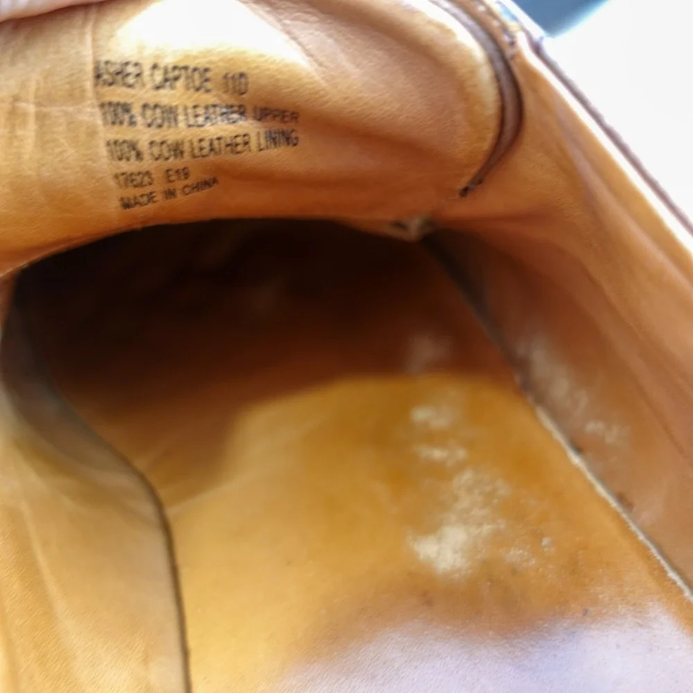 Vintage POLO Ralph Lauren Cap Toe Shoes Mens 10 D Tan Full Grain Calfskin VIBRAM